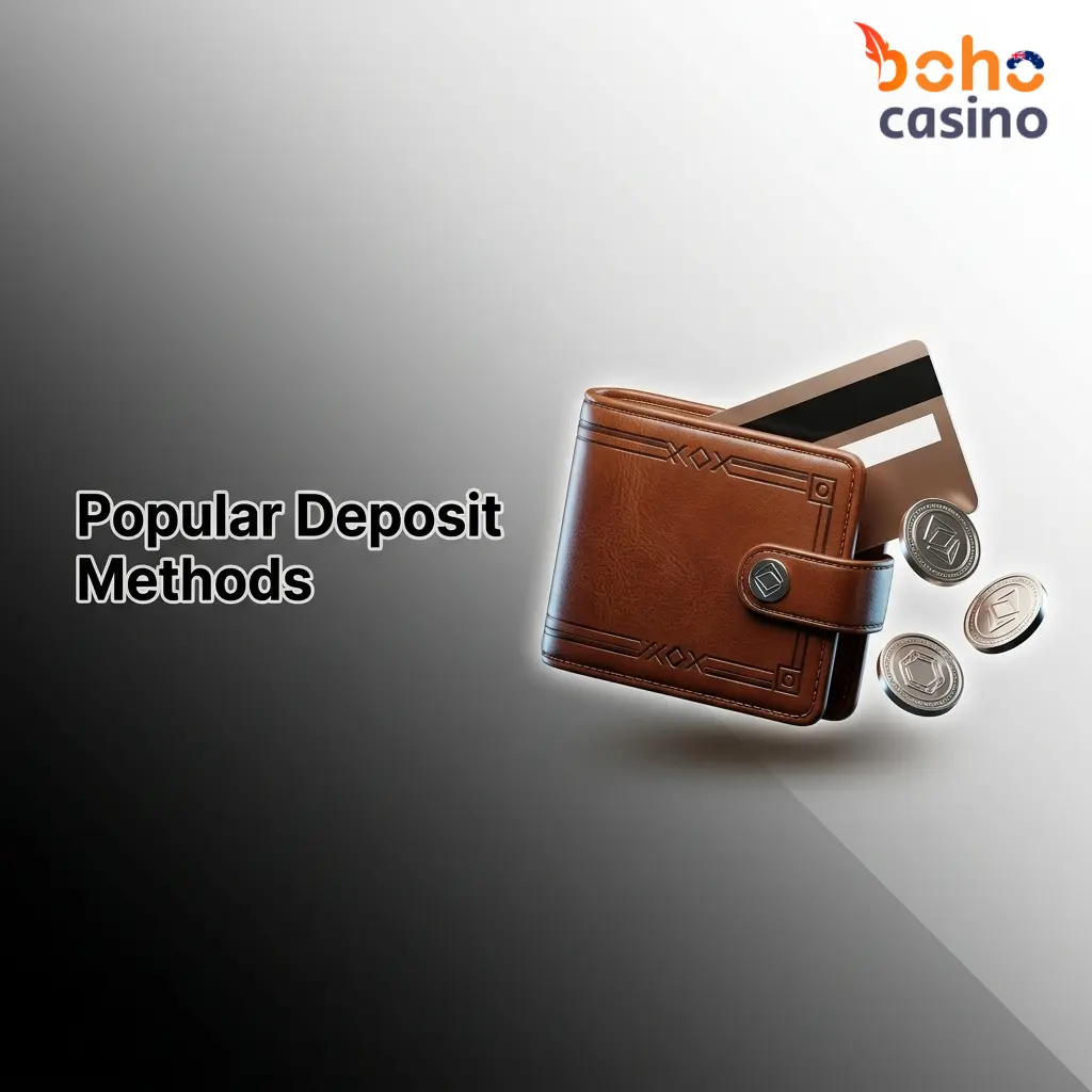 Boho Casino deposit methods including Visa, Skrill, Neteller, crypto, Flexepin, MuchBetter, ecoPayz, Bank Transfer, and Maestro