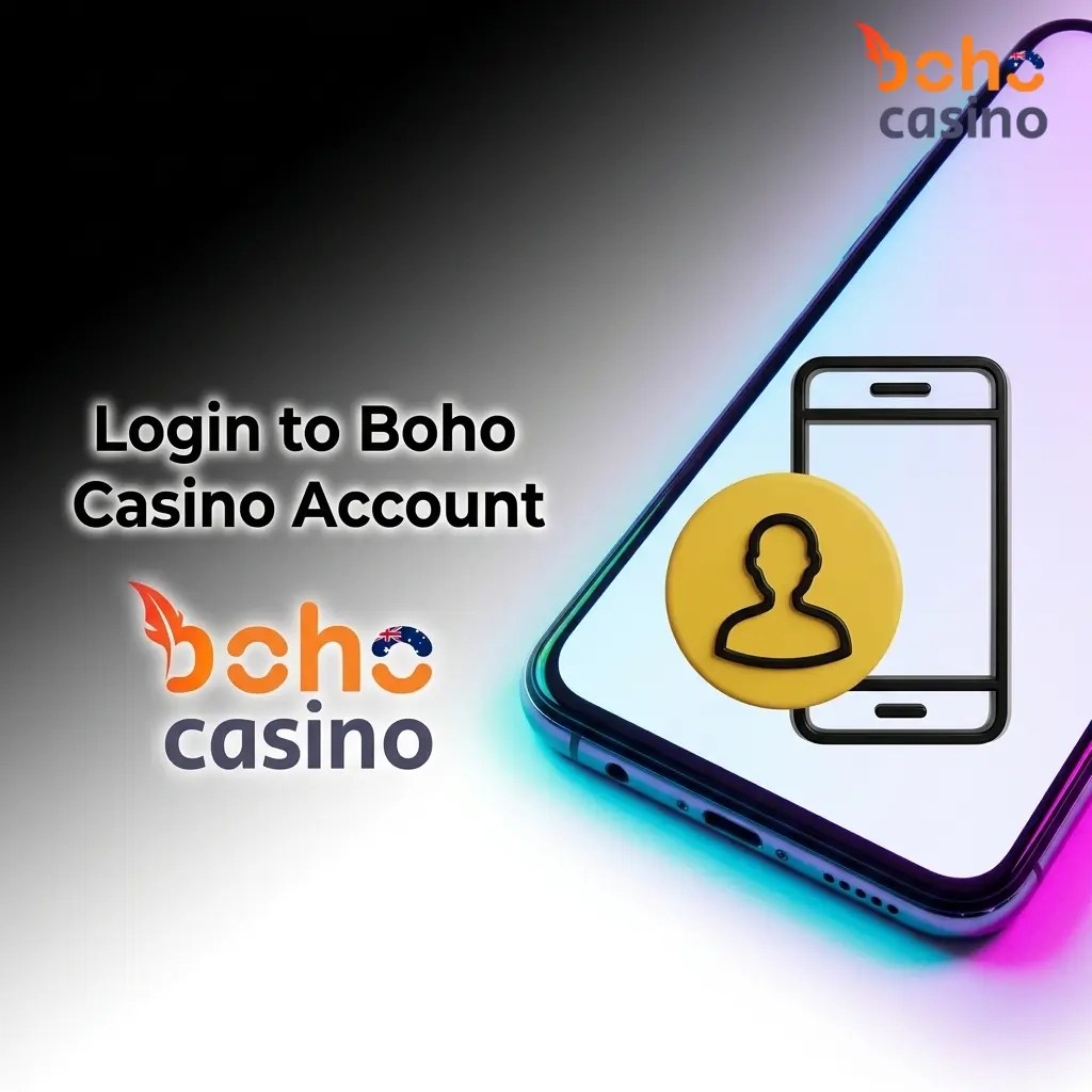 Boho Casino login page showing email and password fields with a login button to access your account dashboard